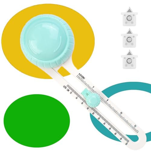 Coupeur De Papier Circulaire Coupe-cercle rotatif Cut Paper Circle Rotary Circle Cutter Rotatif Crafts Massicot Supplies Coupe Papier Circulaire avec 3 Lames remplaçables