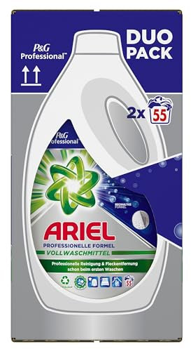 Ariel Professional - Detersivo liquido regolare, 110 lavaggi, 5,5 l (2 x 2,75 l), formula professionale per uso professionale, rimozione delle macchie fin dal primo lavaggio