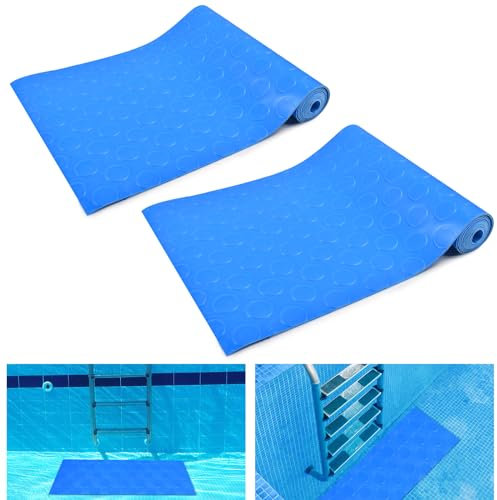 2 Stück Schwimmbadleitermatte,90 x 23 cm Pool Leiter Matte rutschfeste, Schutzmatte Fuer Poolleiter, Leitermatte für Schwimmbäder, Schutzmatte für Poolleiter, Poolunterlage mit Rutschfester Textur