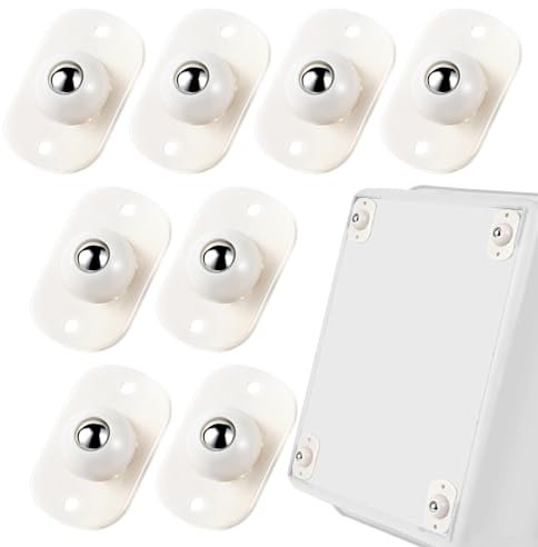 Andibro Kugelrollen Schwerlast Selbstklebend,8 Stück Universal 360 Moving Wheels Kleine Möbel Kugelrollen Rollen für Transport von Möbeln Waren Küche Aufbewahrungsbox Kleingeräte Schieber(Weiß)