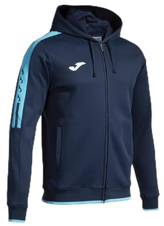 Joma - Herren-Sweatshirt - Olympiade - Kapuze - Reißverschluss, Marineblau, Türkis, fluoreszierend, Large