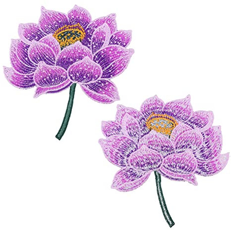 ULDIGI Bestickte Lotus-aufnäher Für Kleidung Lotus-aufnäher Bestickte Applikation Ethnische Applikation Tuch Patch