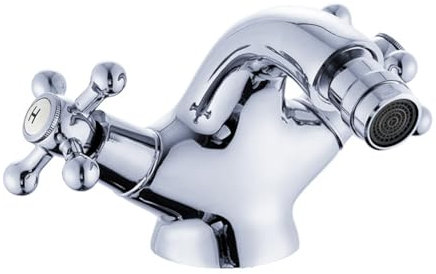 Wasserhahn Bad Bidetarmatur Waschtischarmatur Retro Antik Stil Messing Zweigriff Mischbatterie Waschbecken Armatur, Bidetmischer Bidet Wasserhahn, Chrom, Silber