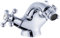 Wasserhahn Bad Bidetarmatur Waschtischarmatur Retro Antik Stil Messing Zweigriff Mischbatterie Waschbecken Armatur, Bidetmischer Bidet Wasserhahn, Chrom, Silber