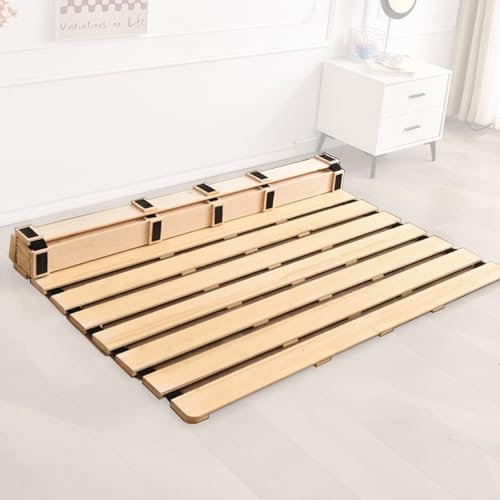 RENLXFI Lattenrost Holzlattenrost 200 180 150 135 120 100 80 60 cm Breit, Robuste, Faltbare Bunkie-Ersatzbettbretter Mit Nylongurt, Sommer-Isomatte/Matratzenunterlage(WxL 120x190cm(47.2x74.8in))