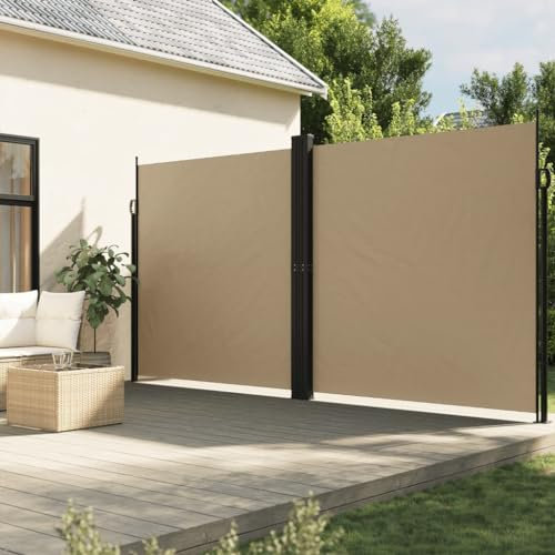 LAPOOH Seitenmarkise Ausziehbar Beige 220x1200 cm, Windschutz Terrasse, Balkon Windschutz, Balkon Sichtschutz, Sichtschutz Zaun, Sichtschutzzaun, Markise Balkon, Sichtschutzwand - 4004870