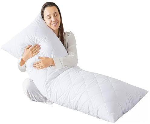 Adam Home Quilted Bolster Pillow (Double 4FT 6 Inch) Non-Allergenic Orthopedic Long Pillow for Side Sleeper, Back, Neck, Pregnancy, Maternity Support, Full Body Pillow