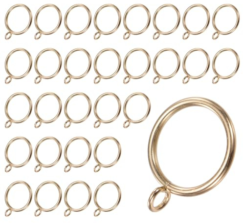 M METERXITY Anelli per Tende Oro con Occhiello 1,25 ID 30Pz | Anelli Metallo Antiruggine, per Bastoni Tende Appendere Cappelli Asciugamani