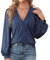 TcIFE Tops de Mujer otoño Casual Color sólido de Manga Larga con Cuello en V Camiseta Sexy Tops