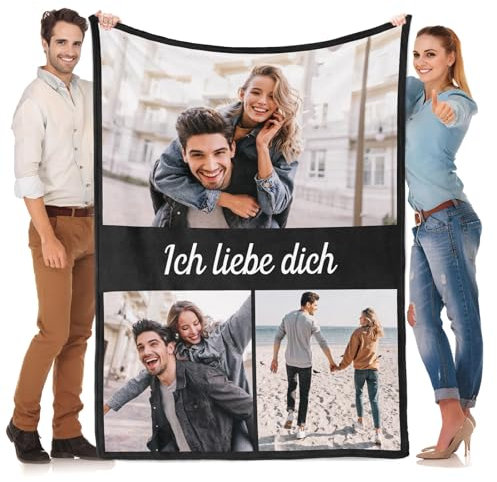 Kasofong Personalisierte Decke mit Foto, Personalisierte Decken, Personalisierte Kuscheldecke mit Foto, Personalisierte Foto Decke, Personalisierte Geschenke für Frauen und Männer