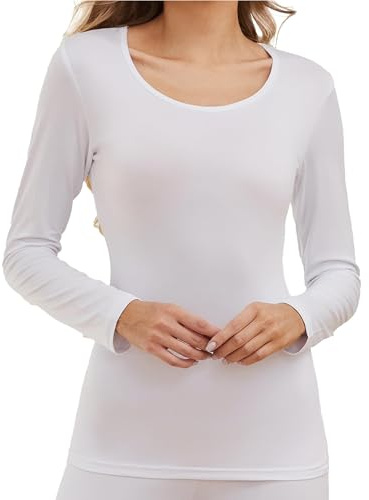 The Essentials Wardrobe Ladies TEW Long Sleeve Thermal Top - White - 12-14