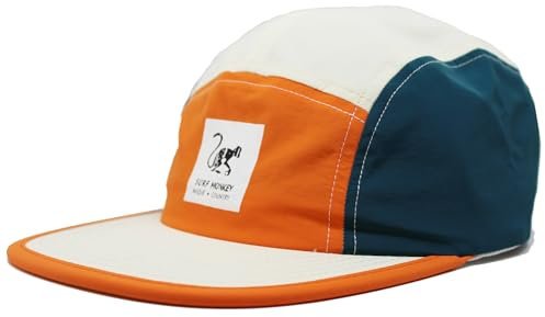 Surf Monkey Casquette de baseball réglable imperméable à 5 panneaux pour homme et femme, Orange/bleu, Taille unique