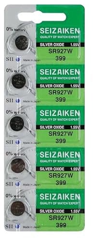 Seizaiken SR927W 399 Silver Oxide Watch Battery, 1.55V, 0% Mercury, Made in Japan, Pack of 5