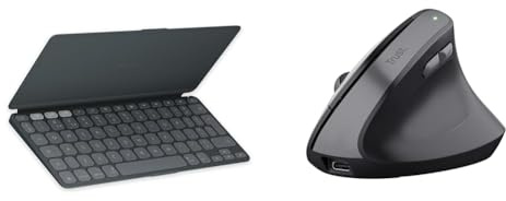 Logitech Keys-To-Go 2 Portable & Trust Yuno Wireless Ergonomic Mouse, Rechargeable