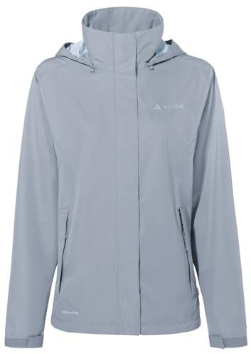 VAUDE Escape Light Regenjacke Damen – wasserdicht, atmungsaktiv und winddicht mit 2-Lagen-Membran, verstaubare Kapuze, 420g leicht, dark iris,48