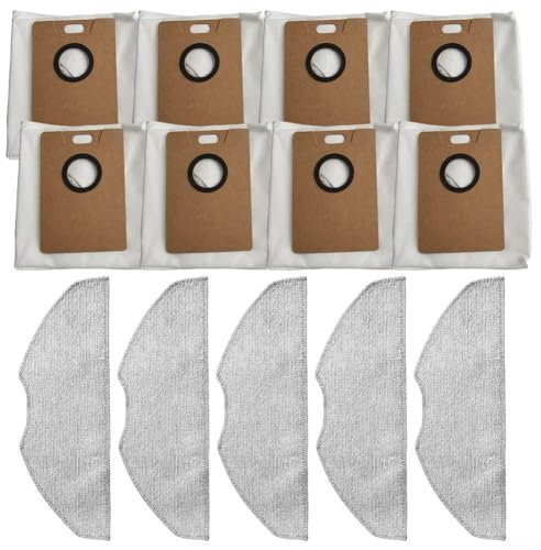 Homeponnew Kit de rechange pour aspirateur robot Tapo RV30 MAX Plus pour RV20 MAX Plus, comprend 5 serpillères en microfibre et 8 sacs à poussière anti-obstruction, nettoyage efficace et hygiéniques