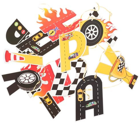 Warmhm 1 Satz Cars Geburtstagsbanner Themenbanner für Kindergeburtstag Dekoration für Partys Hängende Banner für Fröhliche für Auto Fans