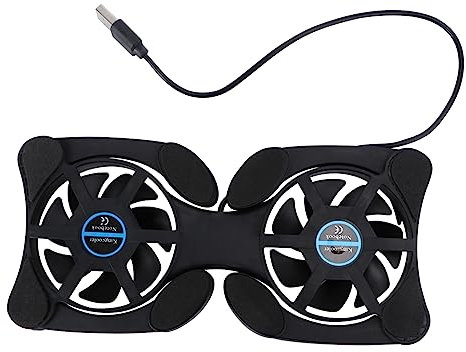 NUOBESTY Ventilatore Portatile Pieghevole per Laptop con Ventole USB Tappetino Raffreddamento Nero Design Compatto e Dissipazione Calore per Notebook e Computer Portatili