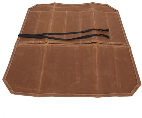 GOWENIC Large Capacity Chef Cutlery Roll Storage Bag, 7 Slots Knife Roll Case for Camping Picnic Kitchen, Puncture Proof Chef's Tools Pouch (Khaki)