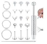 ORAZIO 16G/18G Tragus Helix Piercings Ohr Gold/Silber Lippenpiercing | Medizinische Ohrstecker Innengewinde Chirurgenstahl Nasenpiercing Stecker Labret Conch Piercing Set