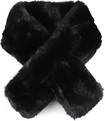 XIABYAYU Sciarpa da Donna Invernale, Sciarpa Donna Invernale Pile, Sciarpas con Collo In Pelliccia, Adatto A Donne E Ragazze per Tenersi Al Caldo In Inverno, Adatto Anche per Natale/Nero