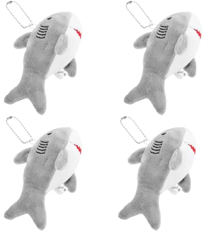 Gatuida 4 STÜCKE Teiliges Mini Hai Schlüsselanhänger Plüsch Schlüsselring Taschenanhänger Niedliche Kleine Stofftiere Rucksack Anhänger Geschenkidee Weihnachten