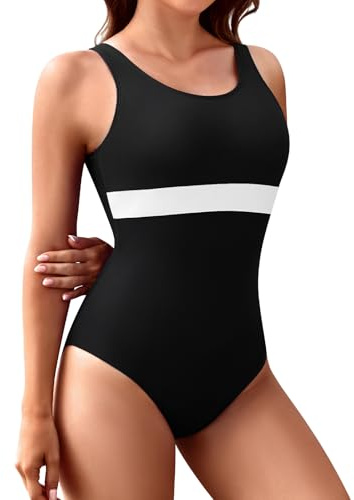 Vijamiy Costume Intero Donna Sportivo Push Up Swimsuit Costume da Bagno con Scollo Posteriore Resistente alCloro e ai Colori Piscina Spiaggia