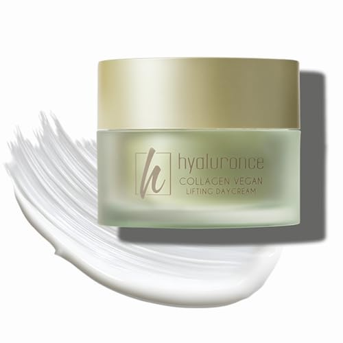 hyaluronce Vegan Collagen Daycream – Lifting Tagescreme für Gesicht & Hals, Feuchtigkeit & glattere Haut, mit veganen Collagen-Aminosäuren, Peptiden, Astaxanthin & Vitamin E, sensible/reife Haut