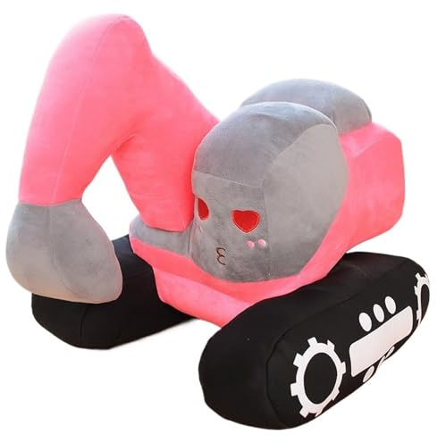 TOPLITHE Bagger Kuscheltiere, Weiches Bagger Plüschtier Niedliches Simulations Bagger Wurfkissen for Jungen Und Mädchen Heimdekoration(Pink,26 * 23CM/10.2 * 9IN)
