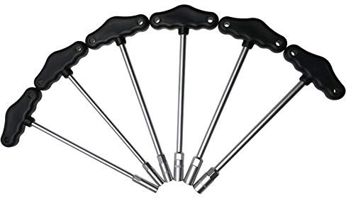 6-tlg. Steckschraubendreher-Satz mit Quergriff (T-Griff) Sechskant-Schraubendreher für Außensechskant Schrauben SW 8 mm, 9 mm, 10 mm, 11 mm, 12 mm, 13 mm (Chrom-Vanadium-Stahl)