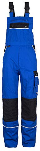 TMG® | Lange Arbeitslatzhose Herren, Blaue Latzhose mit Kniepolstertaschen aus Cordura, viel Stauraum, robust | 52