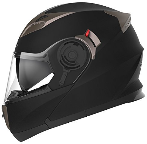 Motorradhelm Klapphelm Integralhelm Fullface Helm - Yema YM-925 Rollerhelm Sturzhelm mit Doppelvisier Sonnenblende ECE für Damen Herren Erwachsene-Schwarz Matt-XS