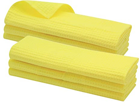 6 trapos de cocina, paño de secado, paño de 100 % algodón, piqué (piqué) en amarillo.
