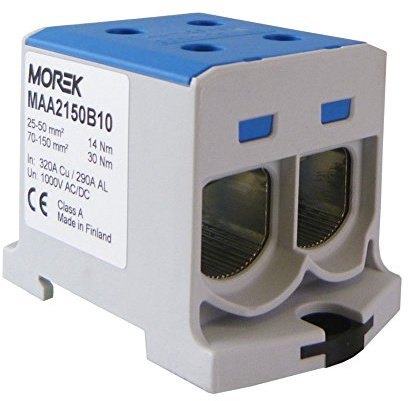 Verteilerblock f. Al/Cu geeignet 4x25-150mm2 blau 1pol. 1000V AC/DC Klemme isoliert OTL 150-2 MAA2150B10 Morek 4207