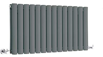Milano Aruba Anthracite Horizontal Double Oval Panel Radiator - 400mm x 826mm