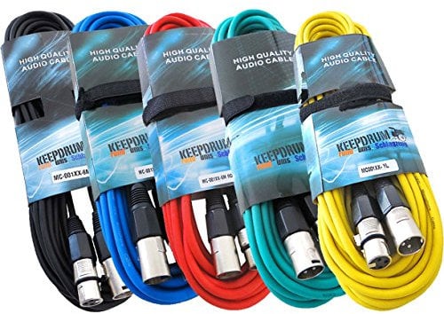 Keepdrum, MC-001XX, 5 x 6 m Microphone Cable Set, 10 m, XLR Colours