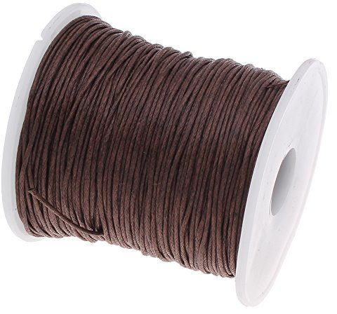 Perlin - Cordoncino di cotone cerato, 75 m, marrone scuro, 1 mm, cerato, per gioielli, C165