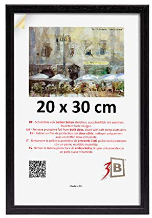 3-B Cadre de l'image JENA - noir - 20x30 cm - cadre photo en bois exotique avec verre acrylique