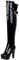 MISSUIT Damen Lack Overkneestiefel High Heels Blockabsatz Boots Plateau Stiefel mit Schnallen und Reißverschluss(Schwarz,39)