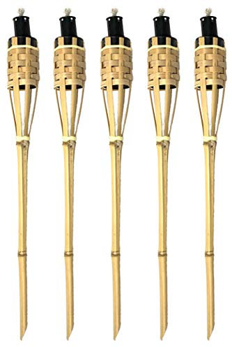 Moritz 5 Stück Bambusfackeln Fackel Deluxe 60 cm Natur Gartenfackel Ölfackeln Garten Deko Öllampe Wegleuchte
