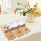 Plateau de Service Apéritif, Set Apéritif 3 Coupelles Carrées en Porcelaine Coupelle Aperitif Céramique avec Couvercle de Plateau en Bambou pour Apéritif, Condiments, Collations, Noix et Bonbons