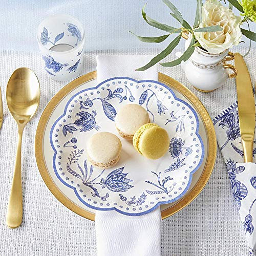 Kate Aspen Blue Willow 7 in. Decorative Premium Paper Plates (350 GSM weight -Set of 16) - Perfect for Bridal Showers and Weddings