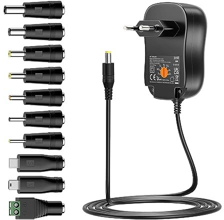 Zolt 30W Universal-Netzteil AC DC 3V 4.5V 5V 6V 7.5V 9V 12V 2A Netzteil, Multi-Voltage-Adapter mit 5V 2A USB Port und 10 DC Steckern für Haushaltselektronik, 2000mA max.