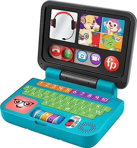 Fisher-Price Laugh & Learn Baby to Toddler Spielzeug Let's Connect Laptop Pretend Computer mit intelligenten Bühnen für Kinder ab 6 Monaten