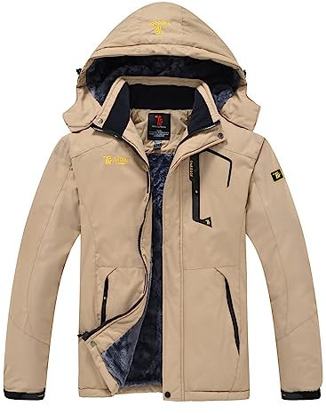 YSENTO Herren Winter Fleecejacke Warm Softshelljacke Wasserdicht Outdoor Skijacke verdickt Snowboardjacke(Khaki,S)
