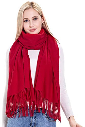 vimate Kaschmirschal und Schal, Winter Warm Rot Pashmina Kaschmir Schal Wrap für Frauen/Damen (DE-Rot)