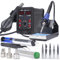 WEP 8786D-I SE 2 in 1 Hot Air Soldering Iron Station Kit for Rework, Desoldering with Lead Free Soldering Wire, 5 Soldering Tips, 3 Hot Air Nozzles, Tweezers, Desoldering Pump