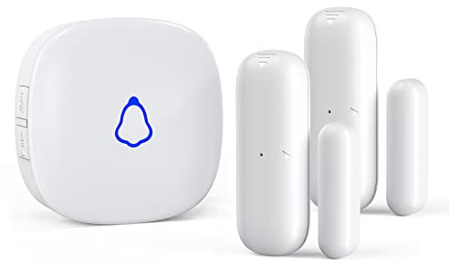 SECRUI Door Chime, Wireless Door Open Contact Sensor Alarm with 500ft Range, 58 Chimes and 5 Volume Levels for Business/Store/Home/Office When Entering, 1 Receiver + 2 Sensor Alarm, White