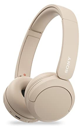 Sony WH-CH520 - Cuffie wireless Bluetooth con microfono, batteria fino a 50 ore, colore: Beige