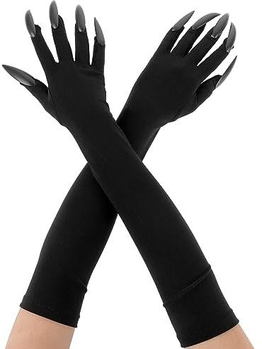 Lusofie Krallen Handschuhe Halloween Schwarz Lange Wolf Handschuhe für Damen Cosplay Werwolf Hexen Vampir